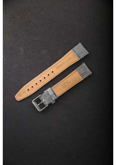 Hakiki Deri 18mm Akıllı Pimli Saat Kordonu Gümüş