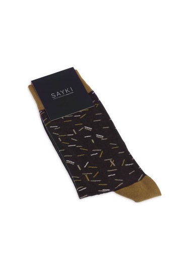 Turuncu Desenli Pamuklu Soket Çorap 33664 Model6