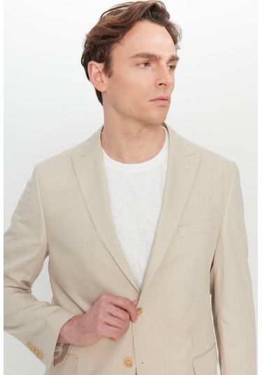 Erkek Bej Slim Fit Dar Kesim Kırlangıç Yaka Kapak Cepli Esnek Takım Elbise Bej Erkek Bej Slim Fit Dar Kesim Kırlangıç Yaka Kapak Cepli Esnek Takım Elbise Bej