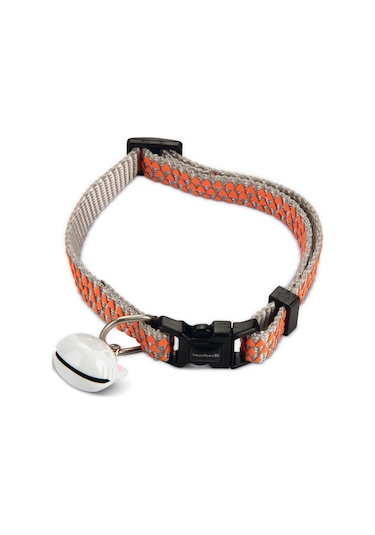 Beeztees Kedi Boyun Tasması, Zilli, Açık Gri, 20-30cm