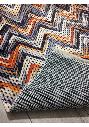Retro Desenli Alt Kısmı Dokuma Kilim 200x290 Ebatlı+saçaklı