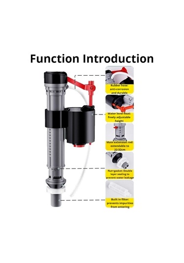 Suntek Tuvalet Tankı Dolum Vanası, Anti Sifon Kolay Kurulumlu Çok Renkli