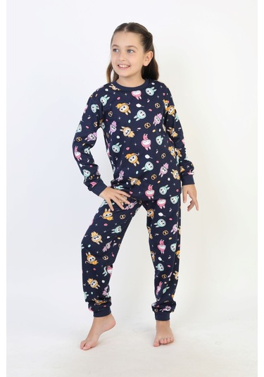 Labubu Desenli Kız Çocuk Takımı Lacıvert