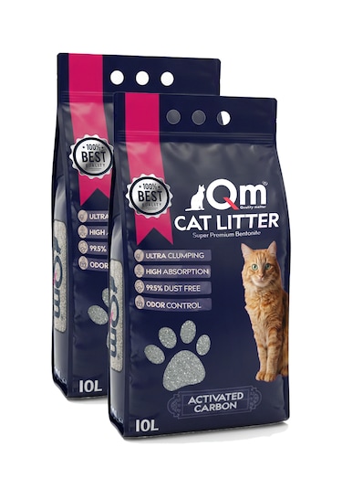 Qm Aktif Karbonlu Süper Premium Bentonit Kedi Kumu 10 L X 2 Adet