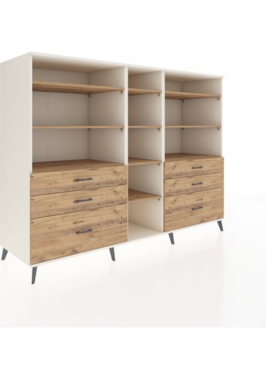 Kronos Dolap 10 Raflı 6 Çekmeceli 220x59x163 Aytaşı-çam Aytaşı-çam