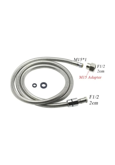 Matura Duş Hortumu 3/8 İnç'ten 1/2 İnçe, 200 Cm Uzunluğunda 450943094 Krom