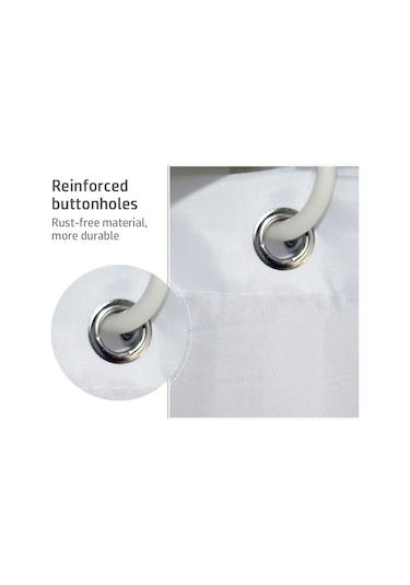 Ranyeek Beyaz 180x180 Cm Kalın Poliester Banyo Perdesi - Su Geçirmez, Moğoya Dayanıklı, 12 Adet Kanca İle Tam Set Beyaz