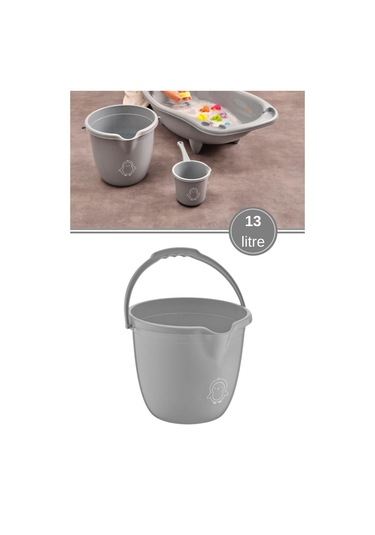 Flosoft Bebek Banyo Kovası, Saplı Oluklu Çok Amaçlı Kova 13 Litre Çok Renkli