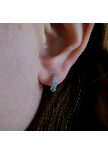 925 Ayar Gümüş Beyaz Taşlı Gümüş Çocuk Küpe