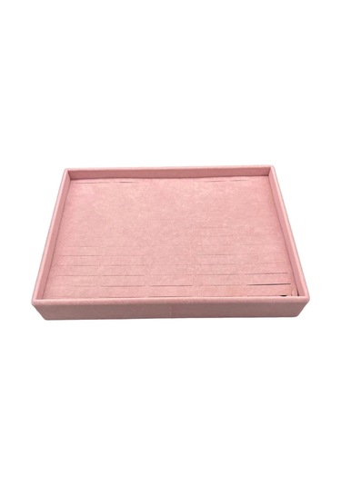 Yerli Üretim Süet Kumaş Pembe Renk 34/24 Cm Batırmalı Çekmeçe Içi Bileklik Kelepçe Tablası Çok Renkli