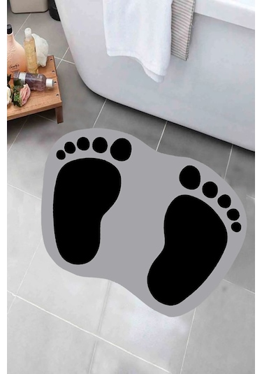 Eco Concept Ayak İzi Kaymaz Taban Banyo Paspası Gri