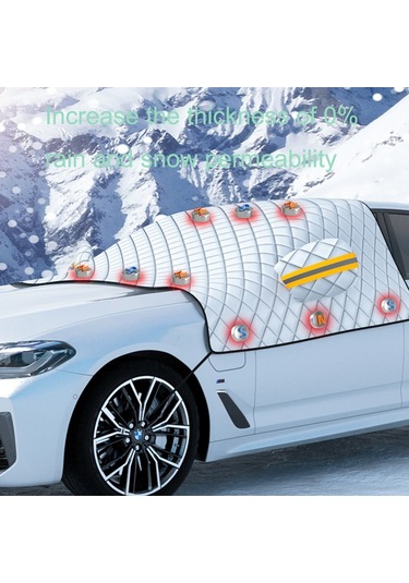 Suıtu R-3945 Araba Kış Ön Cam Kar Kalkanı Buz Çözme Güneşlik Kalınlaşmış Araba Giyim, Stil: 5 Kulaklıklı Mıknatıs