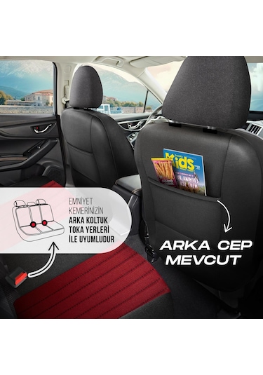 Panda Prag Serisi Pike Kumaş Oto Koltuk Kılıfı   - Tam Set