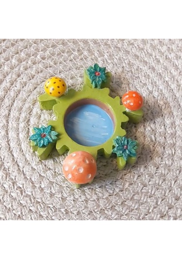 Uretti - Pınar 2572 2721 El Yapımı Mantar Motifli Sevimli Minyatür Mumluk Yeşil