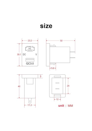 Mavi Pd Tip C Qc3.0 Usb Bağlantı Noktası Araç Hızlı Şarj Cihazı 12-24 V Voltmetre Toyota Için Led Araç Güç Adaptörü