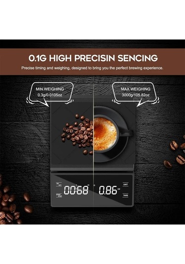 3kg/0.1g Hassas Mutfak Terazisi, Zamanlayıcılı-fırınlama, Siyah