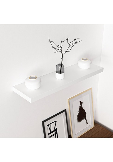 Minar Gizli Tutuculu Duvar Rafı 80 Cm - Beyaz