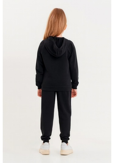 Kız - Erkek Çocuk Basic Fermuarlı Okul Eşofman Takımı Ak0785 Siyah