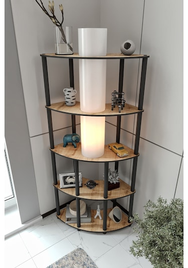 Conrad Lambader Köşe Kitaplık Çift Yön Kullanım Safir Meşe Meşe