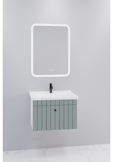 Alice 65 Cm Banyo Dolabı Cmr Led Aynalı Yeşil - Boy Dolap Hariç Yeşil