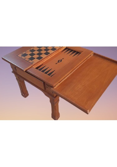 Orta sehpa SATRANÇ-TAVLA Küçük Kayın Lükens Aslan Ayak El yapım Yakarak nakış Kutuda sevk El Yapım