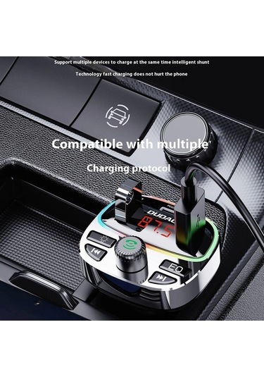 Dancemonkey Dudao R2pro+ Renkli Işık Bluetooth Araç Kiti, Eller Serbest Arama, Mp3 Çalar Pd Tip-c, Çift Usb Şarj Cihazı