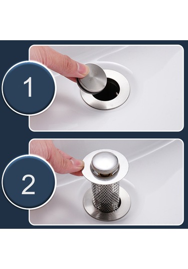 Yaozixa Paslanmaz Çelik Evrensel Lavabo Tıkacı - 2'li Fonksiyonlu Anti-tıkanıklık Filtreli Gümüş