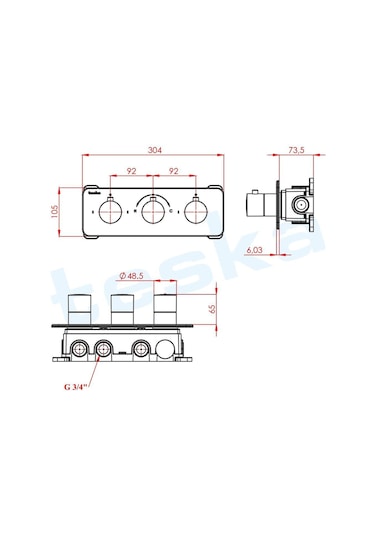 Teska T4000c Lande Ankastre Krom Termostatik Banyo Bataryası Diğer