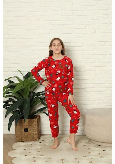 Sleeproom Çocuk Kışlık Kaliteli Polar Pijama Takımı Kırmızı