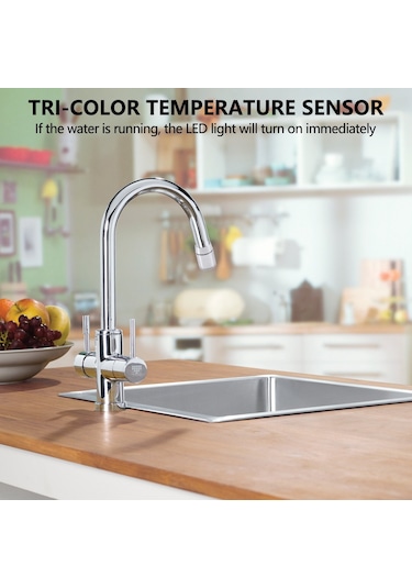 Xurunkeji Üç Renkli Led Sıcaklık Sensörü Sprey Musluk Su Musluğu GÜMÜŞ