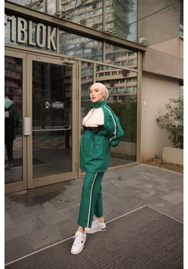 Tesettür Eşofman Takımı Fermuarlı Ikili Takımı Yeşil 479 Yeşil