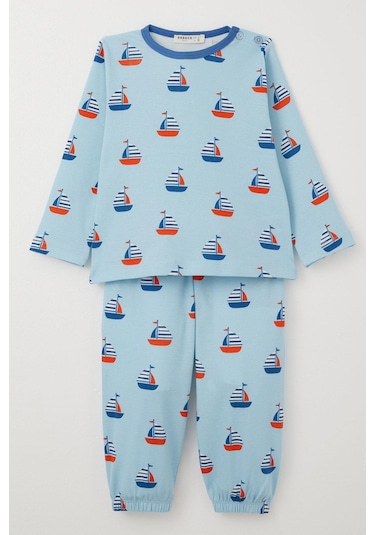 Breeze Erkek Çocuk Pijama Yelken Desenli 1-3 Yaş, Açık Mavi Açık Mavi