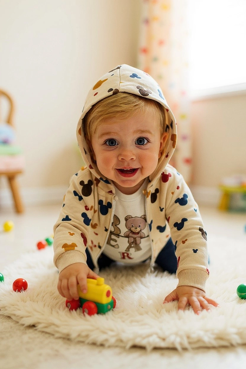 Bear Hırkalı Erkek Bebek Eşofman Takım Mavi