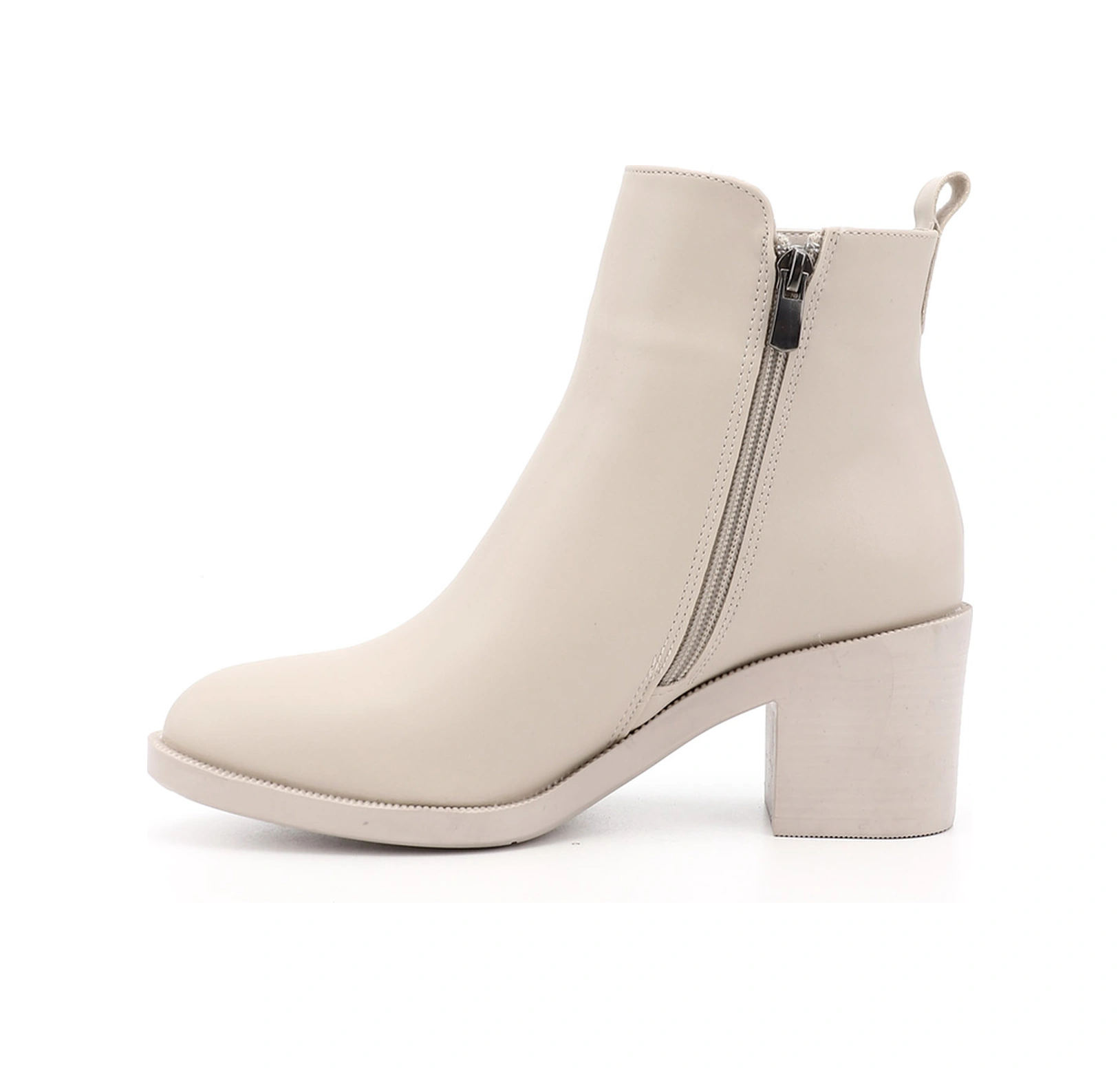 Gönderi R Kadın Bej Fermuarlı Kalın Topuklu Bot Dkzb74835228 Bej