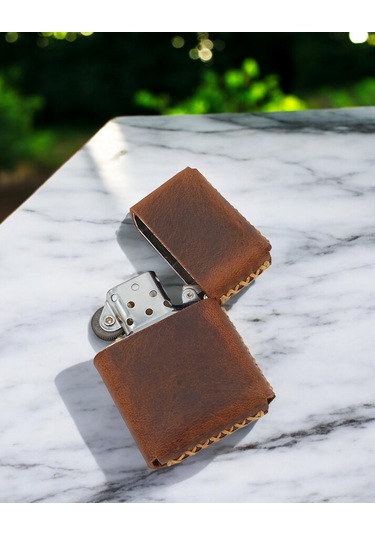 Cronder Hakiki Deri Çakmak Kılıfı Mat Kahverengi