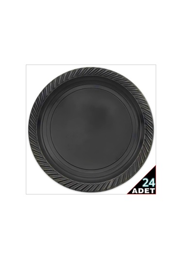 Plastik Tabak, 22cm X 24 Adet - Siyah