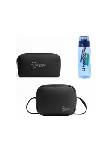 Louisiana Polo Termal Beslenme Çantası + Kalemlik + Matara Siyah