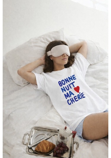 Kadın Premium Kumaş Yazı Baskılı Oversize T-shirt Ekru