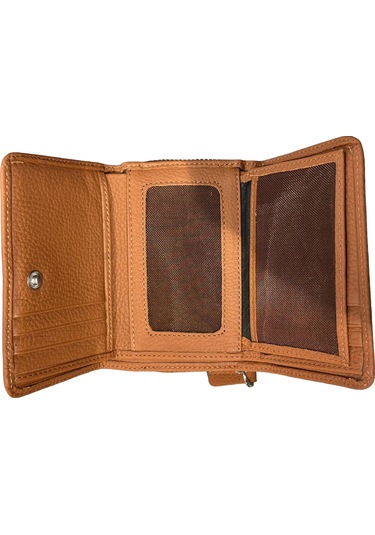 Monte Lui Unisex Hakiki Deri Cüzdan Camel