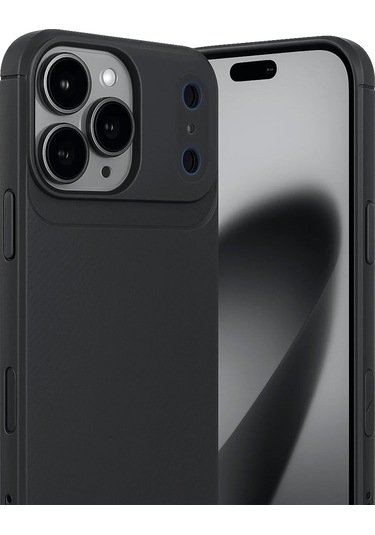 İphone Uyumlu 17 Pro Max Kılıf Focus Carbon Silikon Kapak Siyah