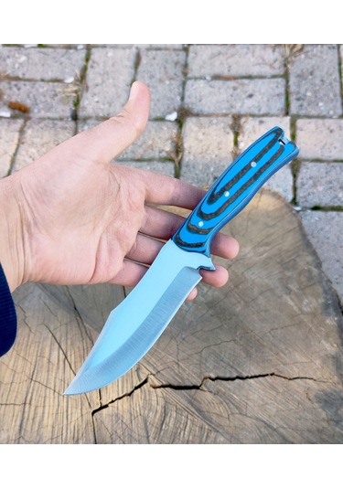 Av Bıçağı Bushcraft Avcı Bıçağı Kamp Bıçağı El Yapımı Hg-Bp08 Mavi