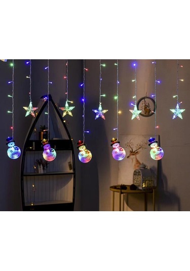 Rgb Kardan Adam Yıldız Perde Led Işıklandırma, Yılbaşı Hallowen Ramazan Bayramı Dekoratif Işıklandırmalar Renkli