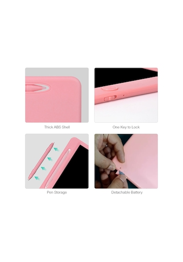 Aubyhe 11.5 İnç Lcd Yazma Tahtası, Çift Uçlu Kalem, Tek Tuşla Temizleme, Kilitleme Fonksiyonu, Yeşil, Renkli Kalem Batarya Dahil Diğer