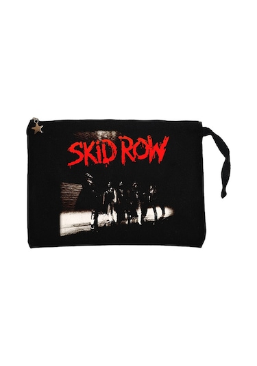 Skid Row Albüm Siyah Clutch Astarlı Cüzdan / El Çantası Siyah