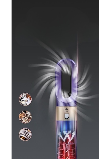 Tcherchi 6'sı Bir Arada Sıcak Hava Saç Kurutma Makinesi, Bukle Maşası, Düzleştirici Saç Şekillendirme Seti 6 İn 1 Mor