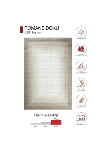 Hoom Rugs Doku 2104 Kahve Modern Salon Halısı