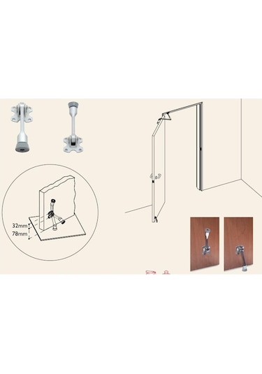 Tempo Kapı Stoperi Tamponu Ve Yaylı Kapı Tutucu Patentli Krom
