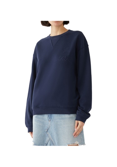 Frame Ritz Unisex Tonal Logo Crewneck - Koyu Mavi