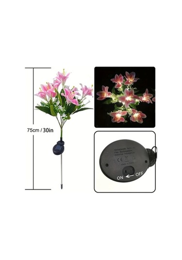 Fastbuy Turcoshop11 Pembe 7 Başlı Güneş Enerjili Zambak Bahçe Dekorasyon Led Işık Bahçinde Güzel Yansıtır