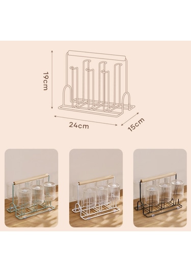 Ev Tipi Cam Bardak Ters Drenaj Rafı Siyah
